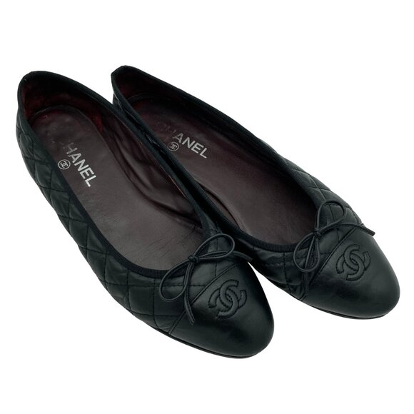 Chanel Quilted Leather Ballet Flats - Picture 1 of 9
